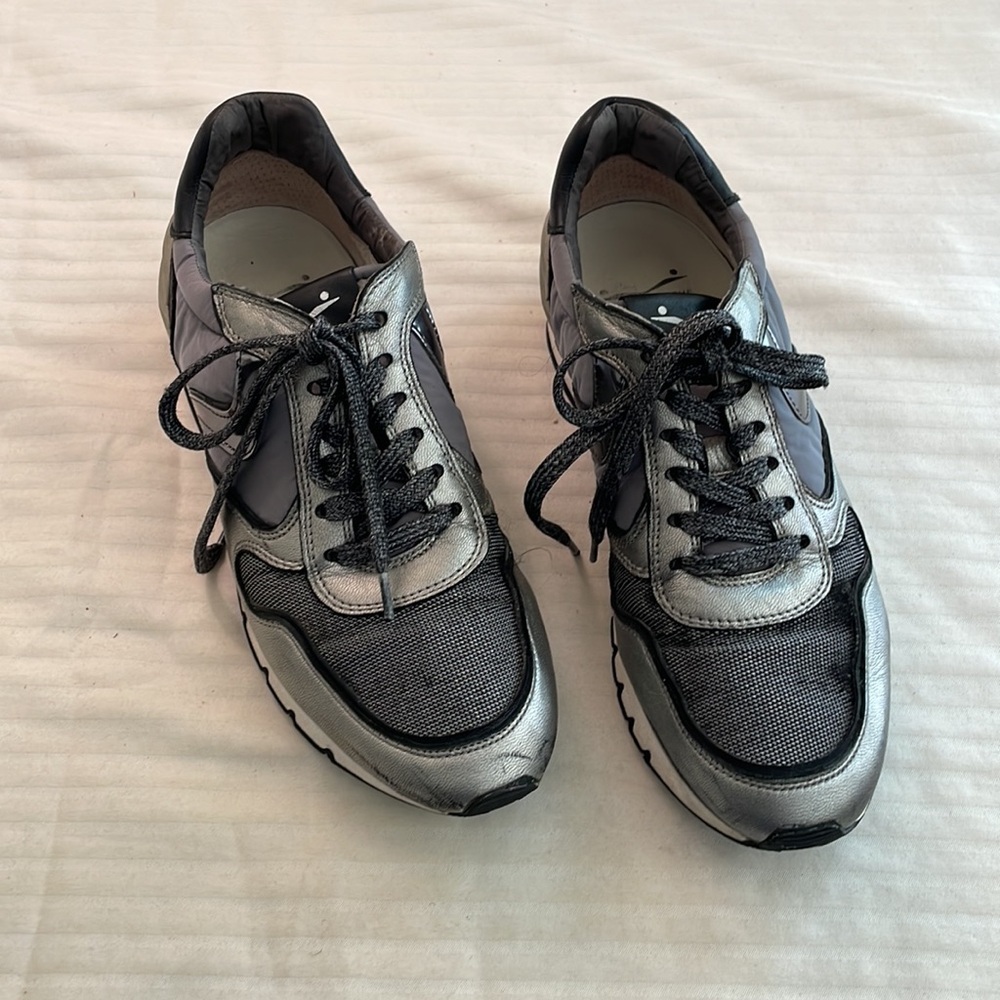 Voile Blanche leather nylon textile sneakers black silver Size 37 US 7 - Picture 2 of 16